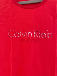 Calvin Klein Damen T-Shirt York Logo Rot Gr. 36 S Strass Casual 4