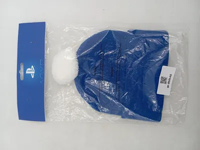PlayStation Mütze mit Bommel Blau Logo Beanie Wintermütze Casual