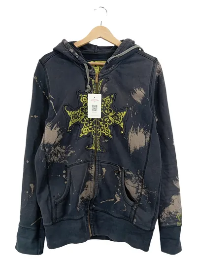 Mooq Herren Sweatjacke Kapuzenjacke Schwarz Gr. 46 S Kreuz-Print Streetwear