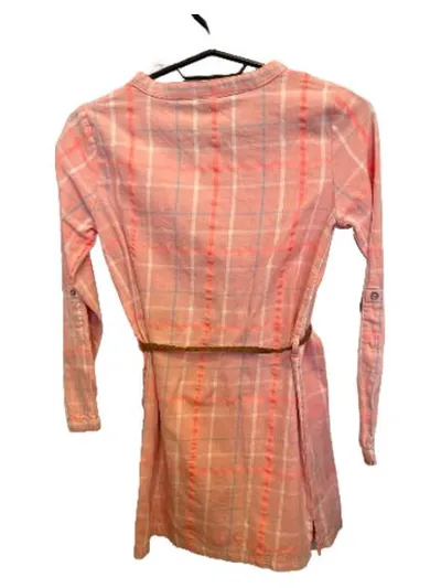YIGGA Mädchen Sommerkleid kariert rosa Tunika Gürtel Gr. 146/152