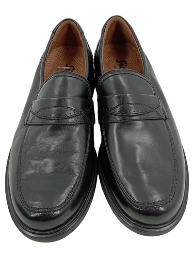 Sioux Herren Slipper Leder Schwarz Gr. 43 Klassisch Business Extraweit XXL
