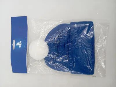 PlayStation Mütze Beanie Bommelmütze Blau Logo Casual Herren