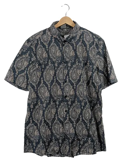 ASOS Herren Freizeithemd Gr. 52 XL Schwarz Paisley Muster Kurzarm