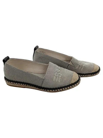 Esprit Damen Espadrilles Slipper Logo-Print Casual Schwarz Weiß Gr. 39