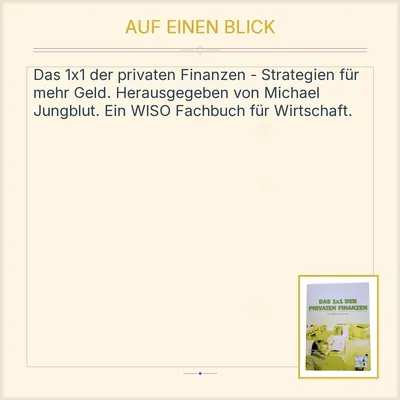 Das 1x1 der privaten Finanzen Michael Jungblut Strategien für mehr Geld WISO