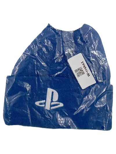PlayStation Mütze mit Bommel Blau Beanie Wintermütze Logo Herren