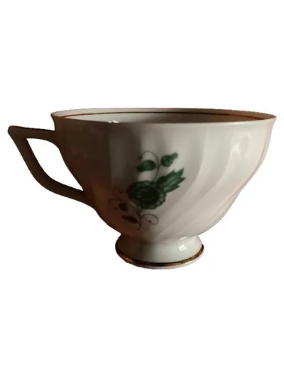 Royal Tettau Porzellan Tasse Klassisch Weiß Blumenmuster 9 cm
