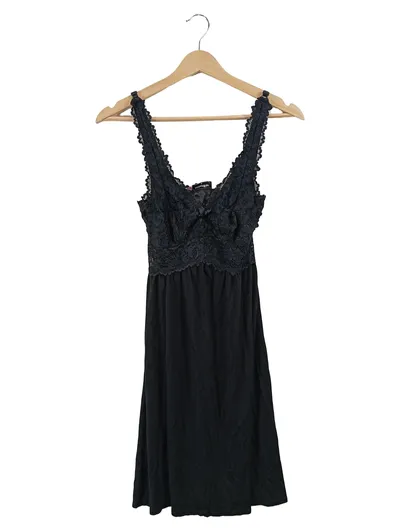 Hunkemöller Nachthemd mit Spitze Schwarz Damen Gr. 34 XS Viskose