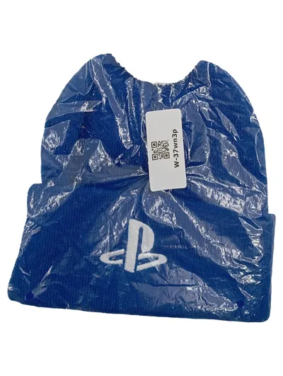 PlayStation Mütze mit Bommel Beanie Blau Logo Wintermütze Herren