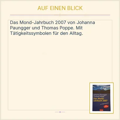 Das Mond-Jahrbuch 2007 Johanna Paungger Thomas Poppe Mosaik bei Goldmann
