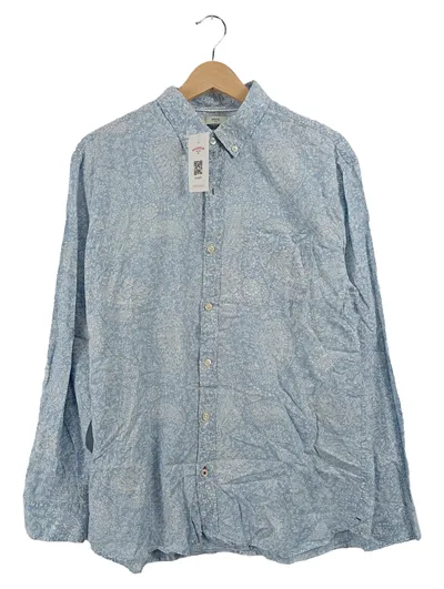 MNG Collection Freizeithemd Herren Gr. 40 L Blau Paisley Langarm Baumwolle