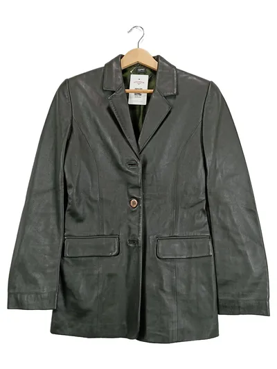 Esprit Damen Lederjacke Blazer Schwarz Gr. 36 Klassisch