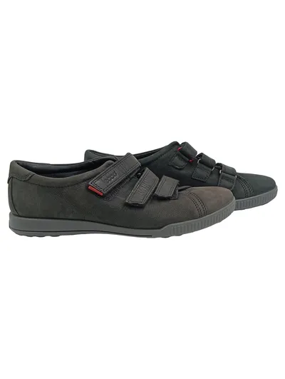 ECCO Sneaker low Herren Schwarz Gr. 39 Leder Klettverschluss Casual