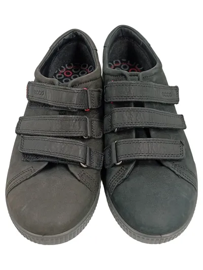 ECCO Sneaker low Herren Schwarz Gr. 39 Leder Klettverschluss Casual