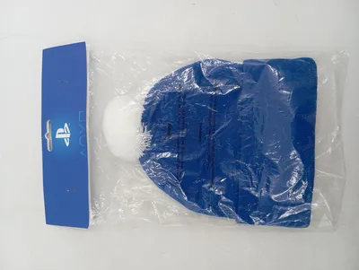 PlayStation Mütze mit Bommel Beanie Blau Logo Wintermütze Herren