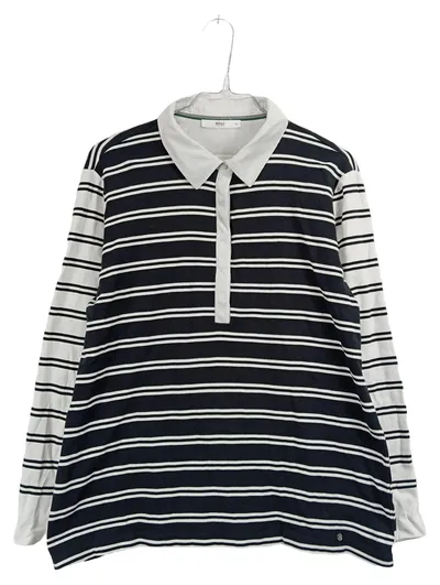 BRAX Damen Poloshirt Langarm Gestreift Maritim Blau Weiß Gr. 44