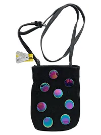 Parfois Damen Umhängetasche Leder Schwarz Pailletten Modisch 1