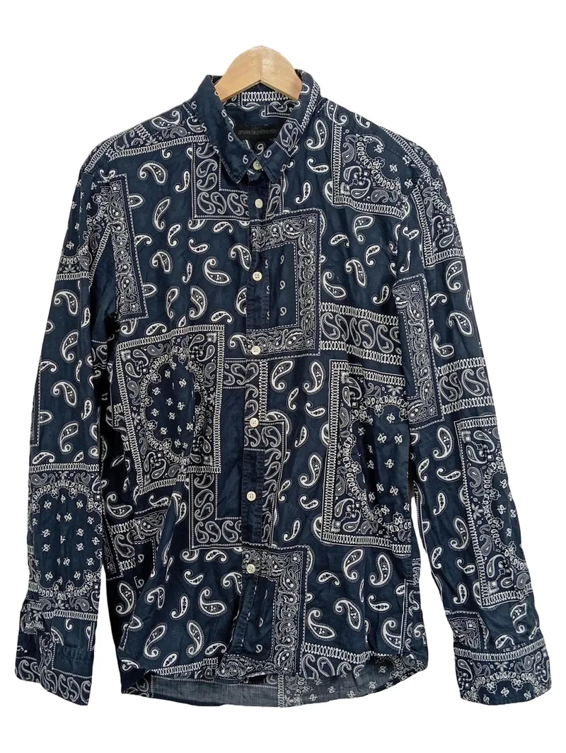 DRYKORN Freizeithemd Herren Gr. 50 L Blau Paisley Langarm Baumwolle 1
