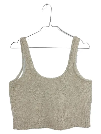 GUESS Damen Strick Crop Top Glitzer Beige Gr. L Pullunder Glamourös