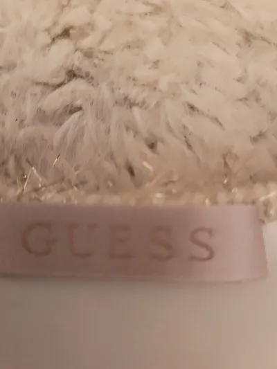 GUESS Damen Strick Crop Top Glitzer Beige Gr. L Pullunder Glamourös