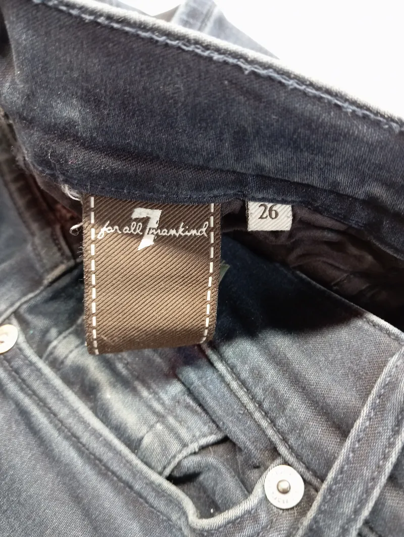 7 For All Mankind Damen Jeans Slim Fit W26, 34 Blau Denim Used Look 3