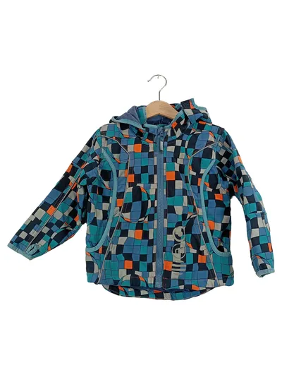Minymo Kinder Outdoorjacke Softshell Gr. 104 Kariert Blau Orange