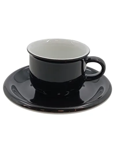 Arzberg Tasse mit Untertasse Schwarz Porzellan Klassisch