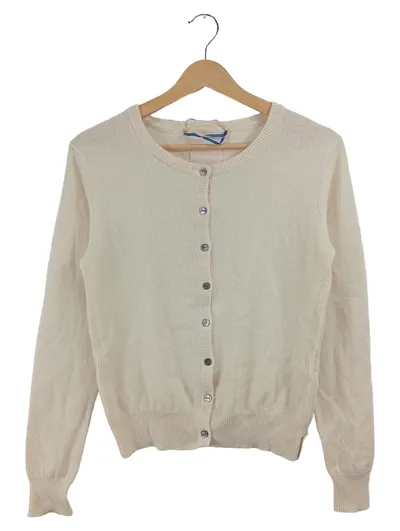 81hours Strickjacke Damen Beige Gr. 36 S Kaschmir Rundhals Knopfleiste