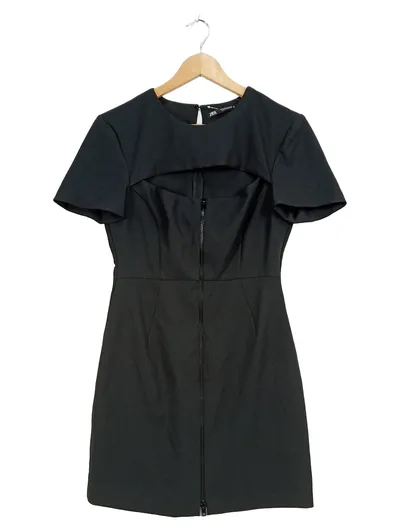 ZARA Etuikleid Damen M/38 Schwarz Cut-Out Reißverschluss Elegant