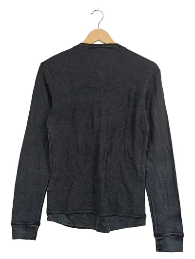DRYKORN Langarmshirt Henley-Shirt Damen Gr. 36 S Grau Melange Baumwolle