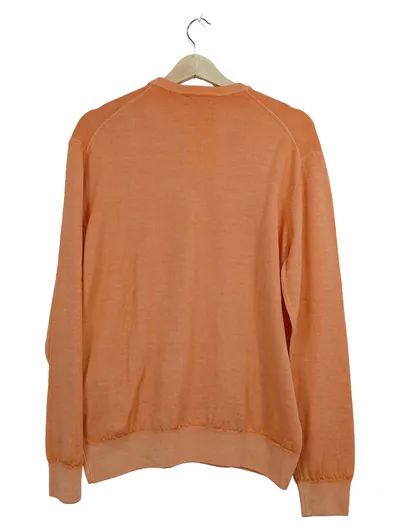 SØR Herren Pullover Gr. 52 XL Orange Wolle Merino Rundhals Casual