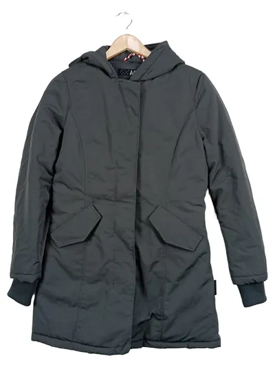 Marikoo Damen Leichte Jacke Übergangsjacke Grau Gr. 36 S Kapuze Casual