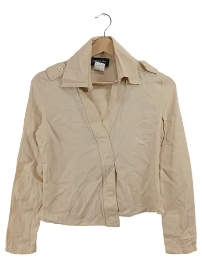 Patrizia Pepe Hemdbluse Damen Gr. 40 L Beige Seide Langarm Klassisch