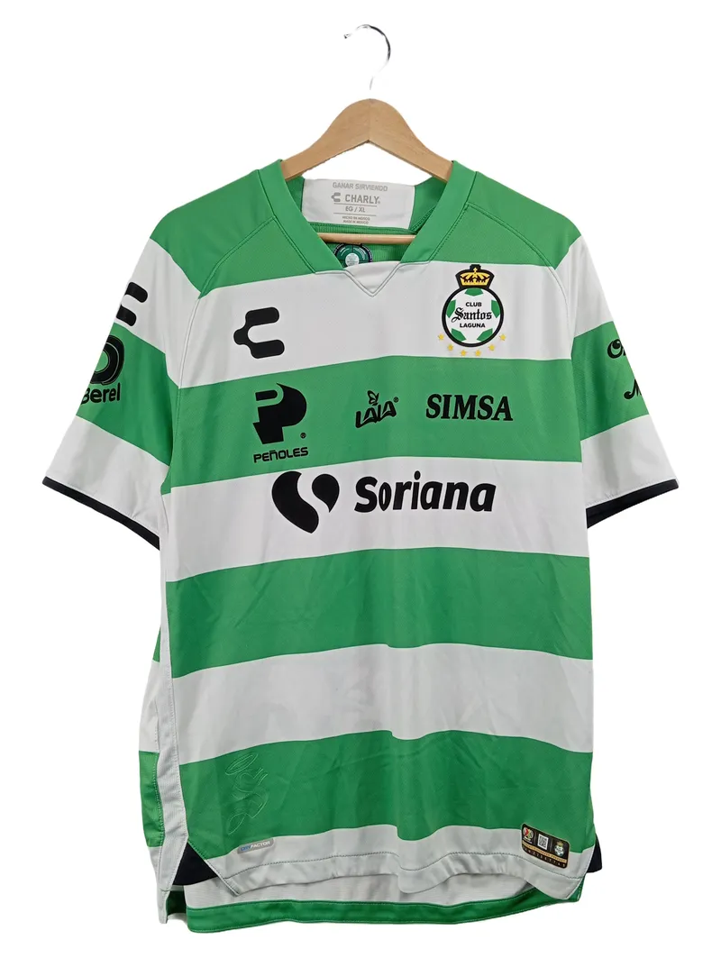 Charly Fußball Trikot Club Santos Laguna Herren Gr. 52 XL Grün Gestreift 1