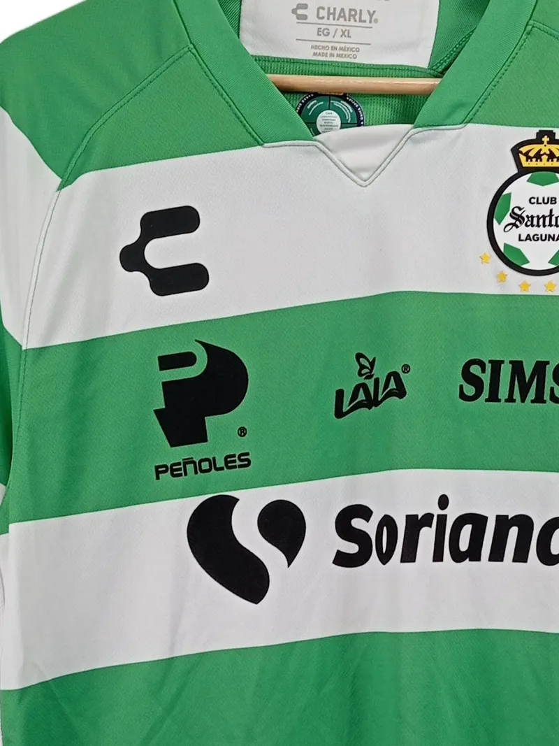 Charly Fußball Trikot Club Santos Laguna Herren Gr. 52 XL Grün Gestreift 4