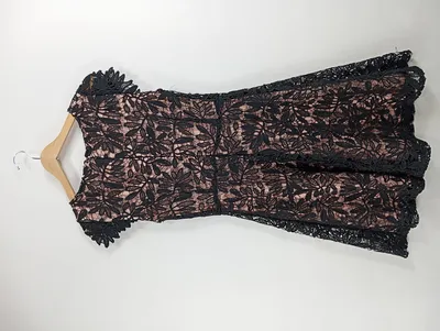Vero Moda Damen Spitzenkleid Schwarz Gr. 34 XS Festlich Kurzarm Floral
