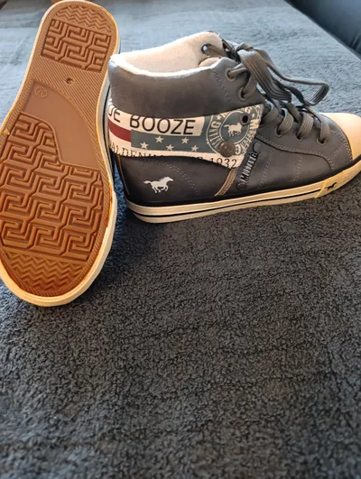 Mustang High Top Sneaker Damen Gr. 37 Grau Gefüttert Streetwear
