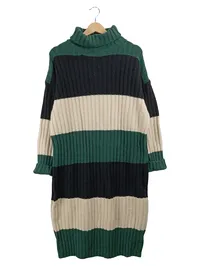 Axara Damen Strickkleid Rollkragen Gestreift Mehrfarbig Gr. 40 L 1