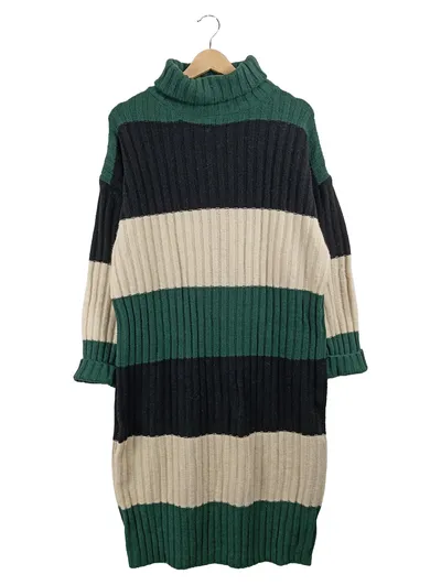 Axara Damen Strickkleid Rollkragen Gestreift Mehrfarbig Gr. 40 L