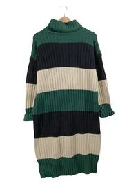 Axara Damen Strickkleid Rollkragen Gestreift Mehrfarbig Gr. 40 L 2