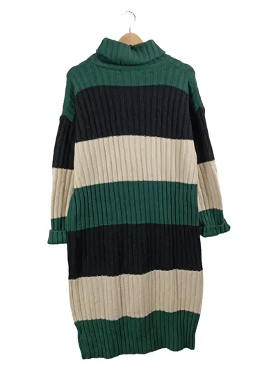 Axara Damen Strickkleid Rollkragen Gestreift Mehrfarbig Gr. 40 L