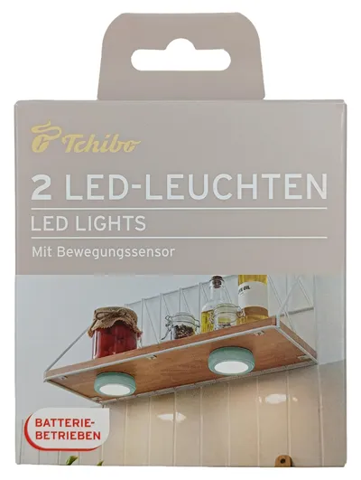Tchibo 2 LED-Leuchten Unterbauleuchte Bewegungssensor Batteriebetrieben 727311