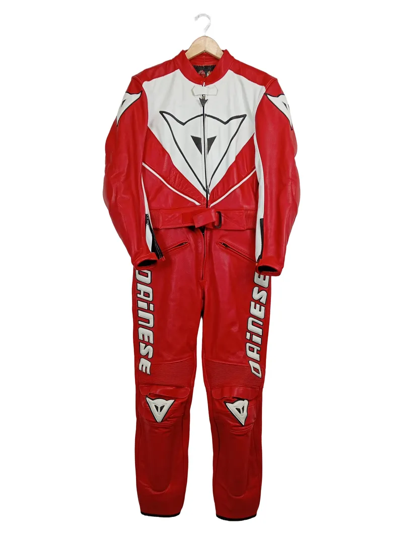Dainese Lederkombi Motorrad Anzug Gr. 46 Rot Weiß Racing Suit 1