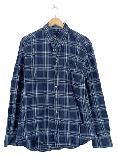 GANT Herren Freizeithemd Kariert Blau Gr. 50 L Langarm Casual