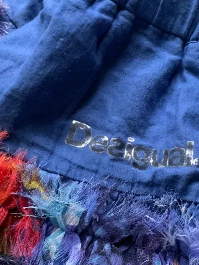 Desigual Mädchen Minirock Gr. 104 Blau Bunt Fransen Boho Patchwork 3