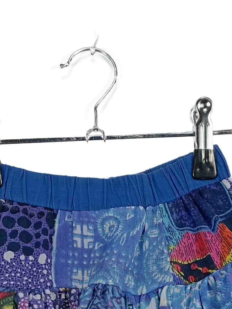 Desigual Mädchen Minirock Gr. 104 Blau Bunt Fransen Boho Patchwork 4
