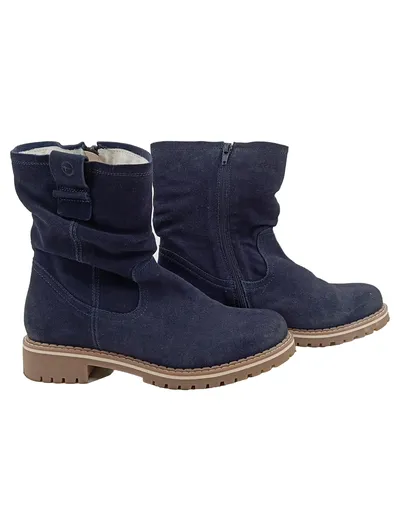 Tamaris Damen Stiefel Winterstiefel Blau Leder Gr 39 Duo-Tex Gefüttert