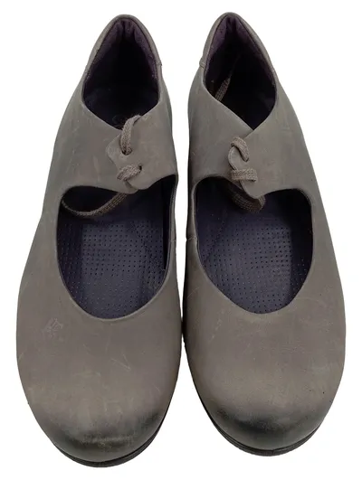 ECCO Damen Schnürschuhe Ballerinas Leder Grau Gr. 38 Casual