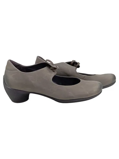 ECCO Damen Schnürschuhe Ballerinas Leder Grau Gr. 38 Casual