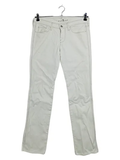 7 For All Mankind Damen Jeans Straight Leg Weiß Kontrastnaht Gr. 40 W31 L32